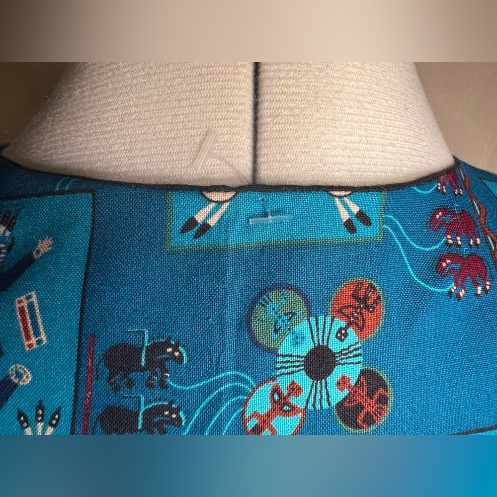 Handmade Sleeveless V-Neck Native American Indian Print Button Up Vest|Size:S/M - Picture 7 of 16